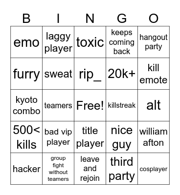 TSB BINGO Card