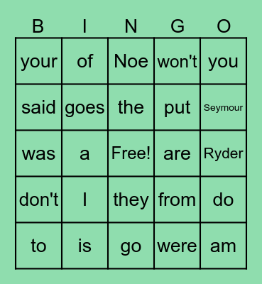 Red Word BINGO! Bingo Card