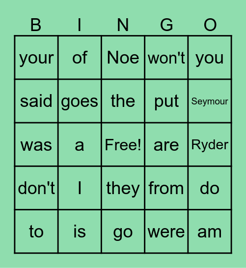 Red Word BINGO! Bingo Card