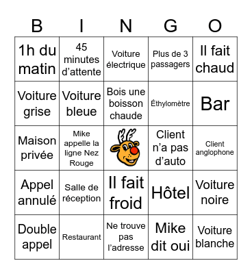 Nez Rouge Bingo Card
