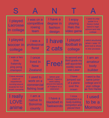 Holiday Party Bingo - fun facts edition Bingo Card