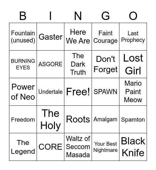 Friend Leitmotif Bingo Card
