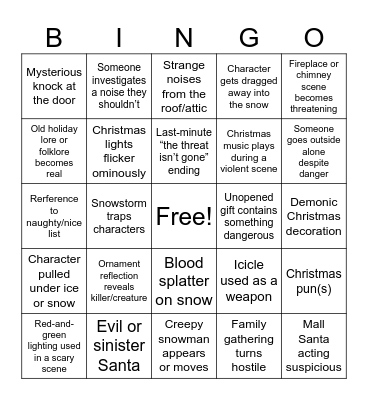 Christmas Horror Funtime Bingo Bango Bingo Card