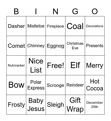 Santa Bingo Card