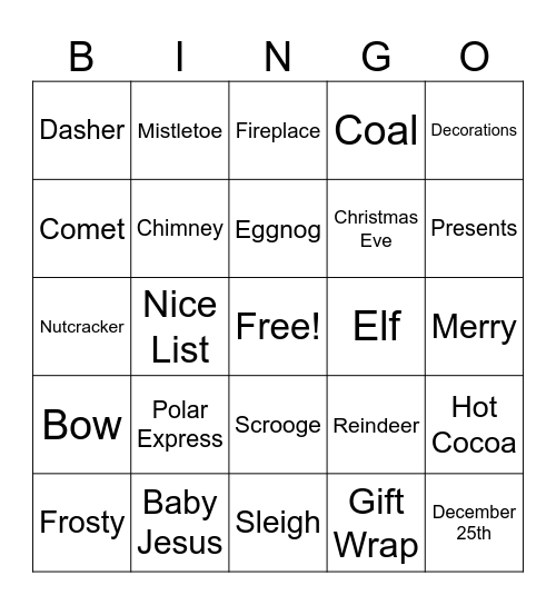 Santa Bingo Card