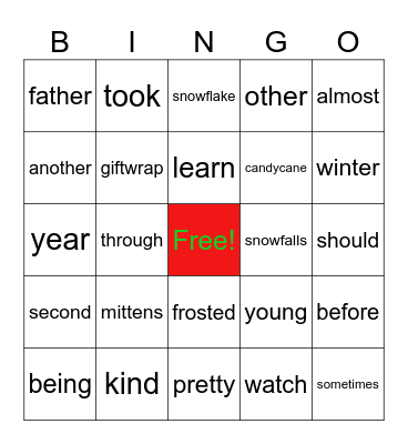 December 4th Grade Bingo Card