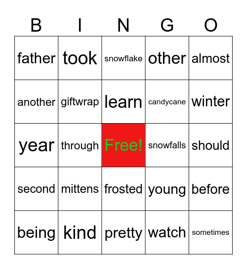 December 4th Grade Bingo Card