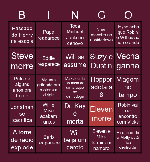 Stranger Things 5 Vol.2 e Final Bingo Card