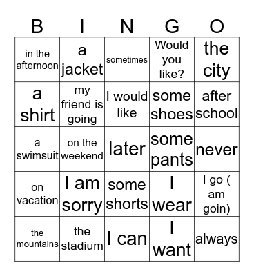 My community bingo Card