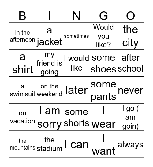 My community bingo Card