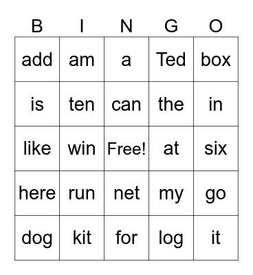 5AR Bingo Card