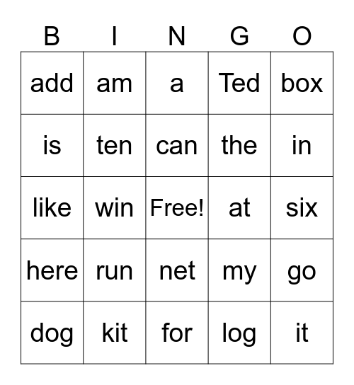 5AR Bingo Card