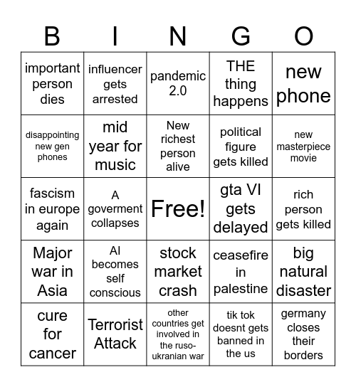 2025 bingo Card