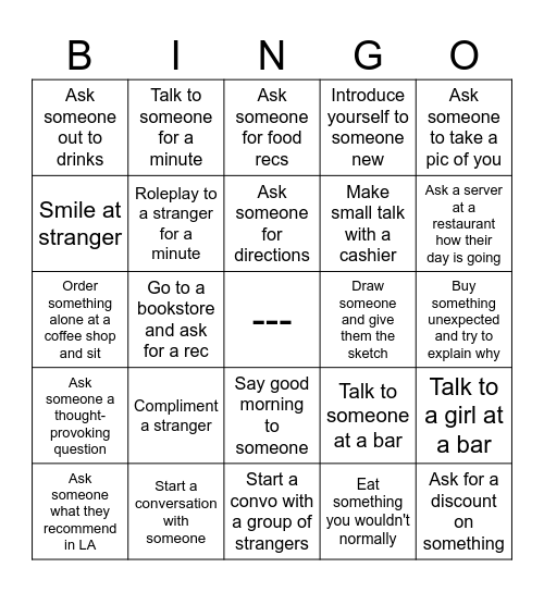 LA Bingo Card
