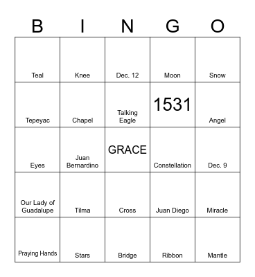 Guadalupe Bingo Card