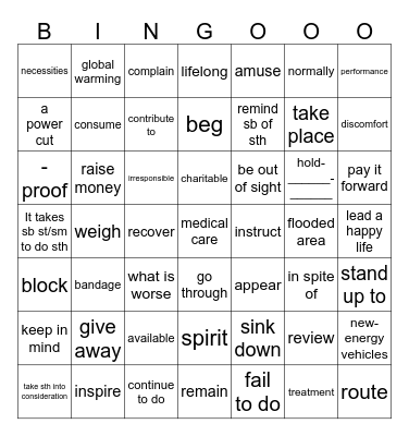 week 15 Bingo Card