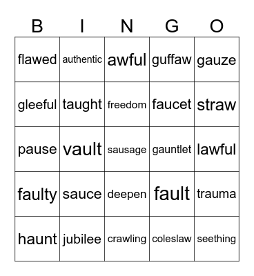 AU Bingo Card