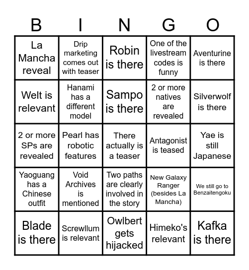 4.X Teaser Bingo Card