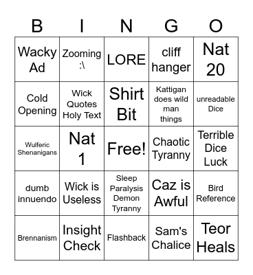 There Will Come A Soldier Bingo Card
