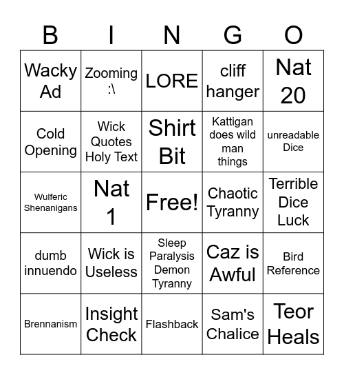 There Will Come A Soldier Bingo Card