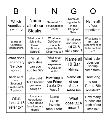 Blackout Bingo Card