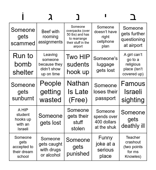 HIP BINGO Card