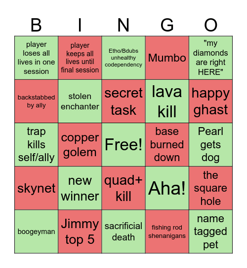 Life Series Christmas Special Bingo Card