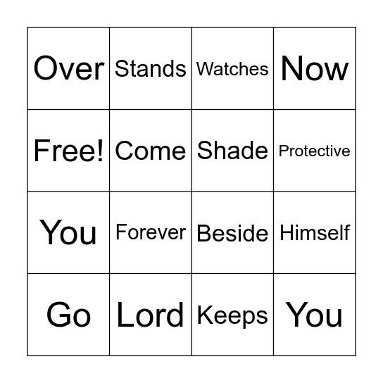 Psalm 121:5, 7 Bingo Card