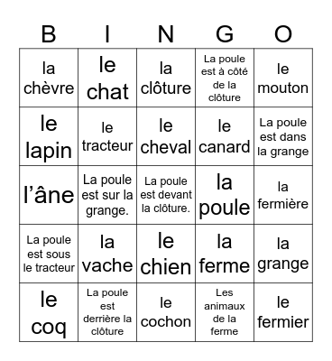 Bingo Ferme 2 Bingo Card