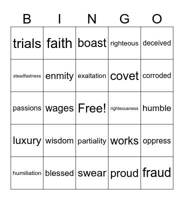 The Book of James Bingo Card