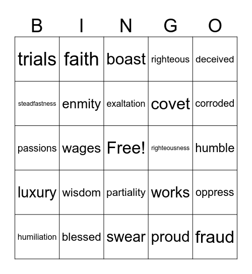 The Book of James Bingo Card