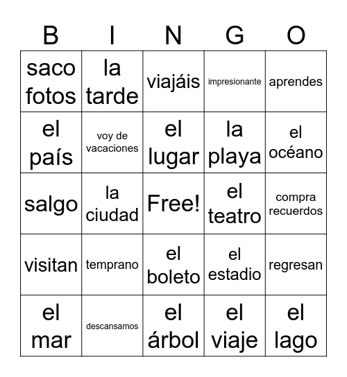 Las Vacaciones - LaMay Bingo Card