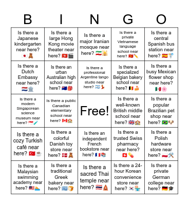 B19 L1 Is there a traditional Greek bakery near here? 🇬🇷🍞 Bingo Card