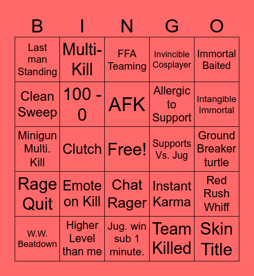 Invincible Showdown Bingo Card