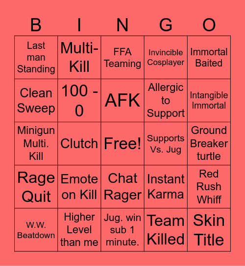 Invincible Showdown Bingo Card