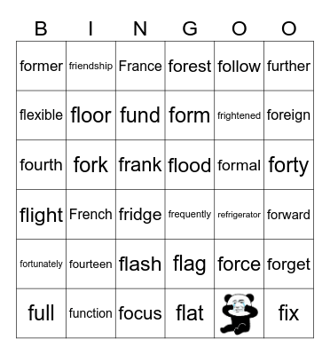 "E"后半 Bingo Card