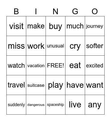 Bingo Vocab Bingo Card