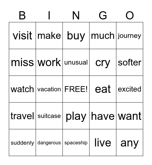 Bingo Vocab Bingo Card
