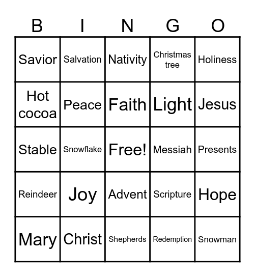 CHRISTMAS BINGO Card