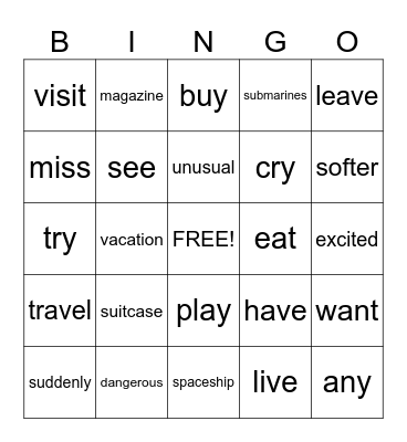 Bingo Vocab Bingo Card