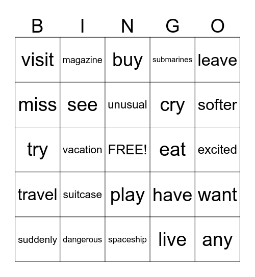 Bingo Vocab Bingo Card