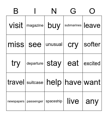 Bingo Vocab Bingo Card