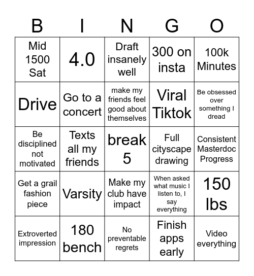 2026 Bingo Card