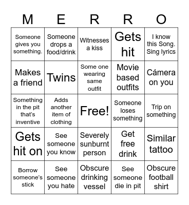 Meredith Bingo Card