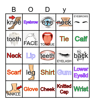 BODY Bingo Card