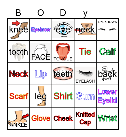 BODY Bingo Card