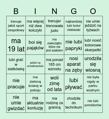 zdobądź podpis osoby, która Bingo Card