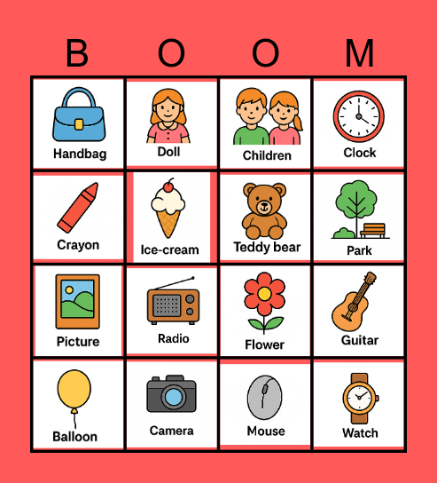 Objects and People Bingo Card