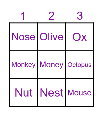 Unit 5 M N O Bingo Card