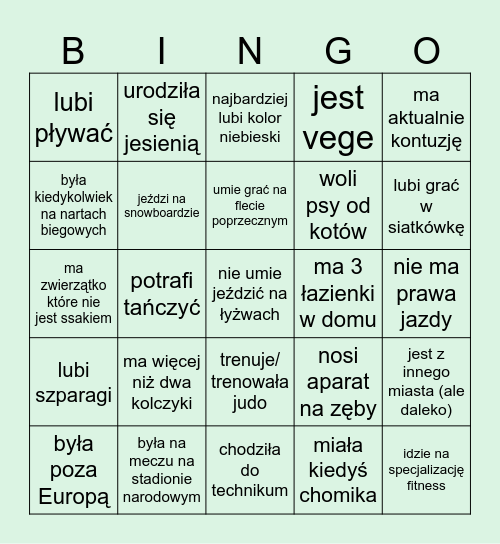 zdobądź podpis osoby, która Bingo Card